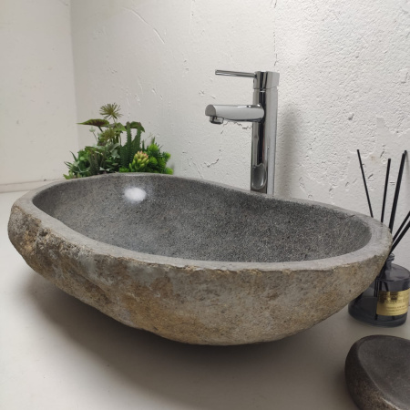 Накладная раковина из речного камня RS01327 (70*41*15) фото