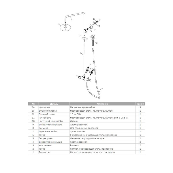 Душевая система (стойка) Alvaro Banos Toledo Termo фото