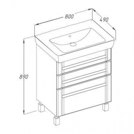 Тумба с раковиной Opadiris Лаварро 80 Z0000002957 фото