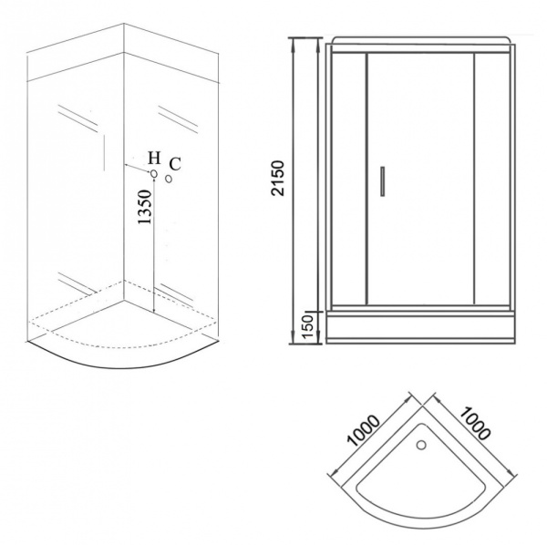 Душевая кабина Grossman GR260 100x100 черная фото