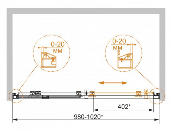 Душевая дверь Cezares Rosa ROSA-BF-1-100-RO-Bi 100 см фото