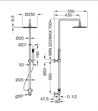 Душевая система (стойка) Cezares Stella STELLA-CAE-01-Cr фото
