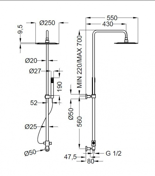 Душевая система (стойка) Cezares Stella STELLA-CAE-01-Cr фото