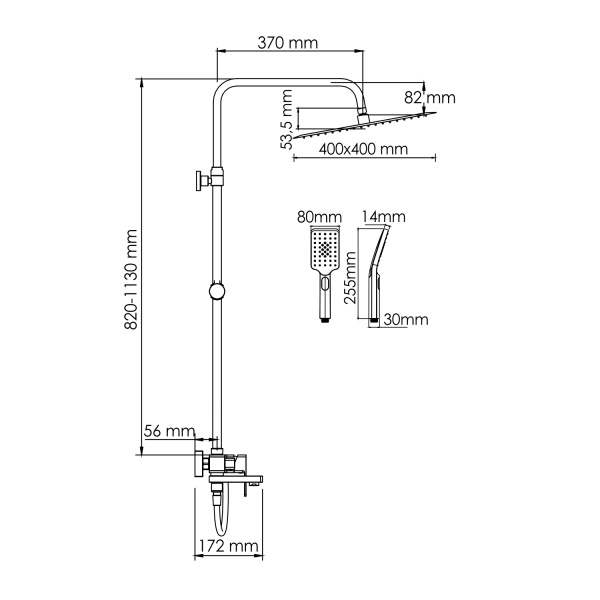 Душевая система (стойка) WasserKRAFT A177.119.126.087.CH хромоникель фото