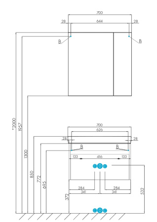 Тумба с раковиной Акватон Марти 70 1A267501MY010 белый глянцевый / дуб эдгрейн фото