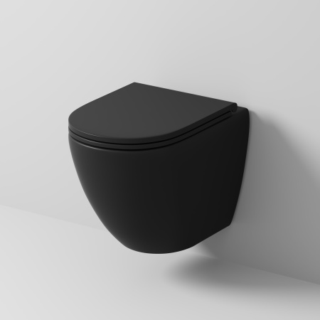 Унитаз подвесной Grossman GR-4455BMSQ с сиденьем, черный матовый фото