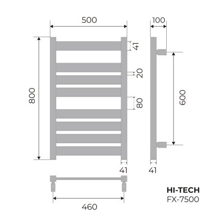 Полотенцесушитель электрический Fixsen HI-TECH FX-7500B черный фото