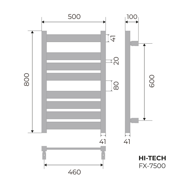Полотенцесушитель электрический Fixsen HI-TECH FX-7500B черный фото