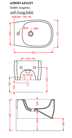 Биде подвесное Artceram Azuley AZB001 05 00 bi matt фото