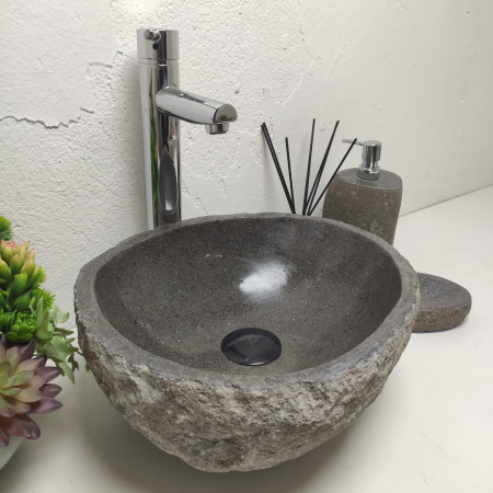 Накладная раковина из речного камня RS01324 (37*31*15) фото