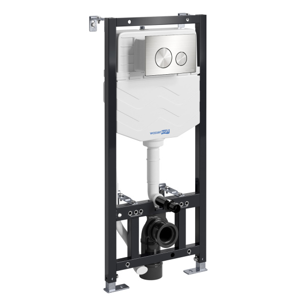 Инсталляция для подвесного унитаза WasserKRAFT Aller 10TLT.010.ME.BN02 с кнопкой, никель фото