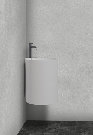 Раковина подвесная моноблок Abber Stein AS2625 угловая, белая матовая фото