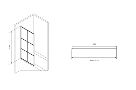 Шторка на ванну ABBER Immer Offen AG72100B 100 см фото