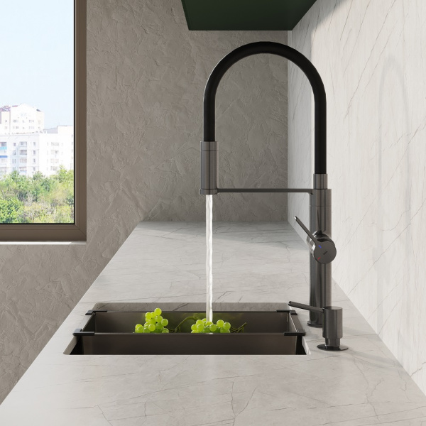 Смеситель для кухни под фильтр Iddis Ikon IKNGMFFi05 графит фото