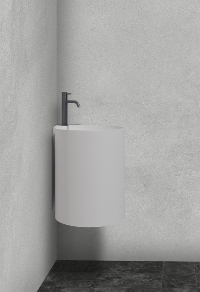 Раковина подвесная моноблок Abber Stein AS2625 угловая, белая матовая фото