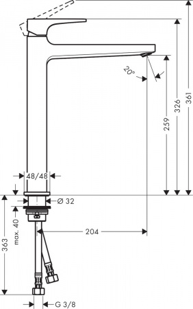 Высокий смеситель для раковины Hansgrohe Metropol 32512000 фото