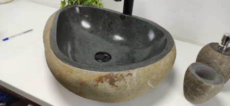 Накладная раковина из речного камня RS0871 (57*42*15) фото