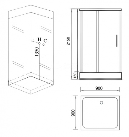 Душевая кабина Grossman GR261 90x90 черная фото