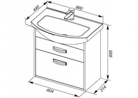 Тумба с раковиной Aquanet Грейс 60 00212652 фото