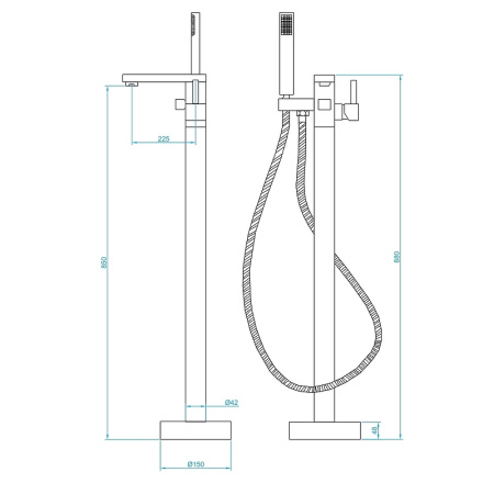 Напольный смеситель для ванны и душа RGW Shower Panels SP-350 511405350-01 хром фото
