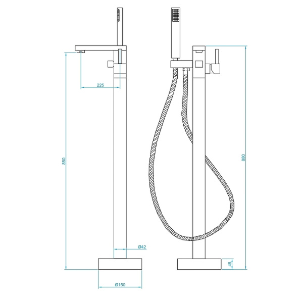 Напольный смеситель для ванны и душа RGW Shower Panels SP-350 511405350-01 хром фото