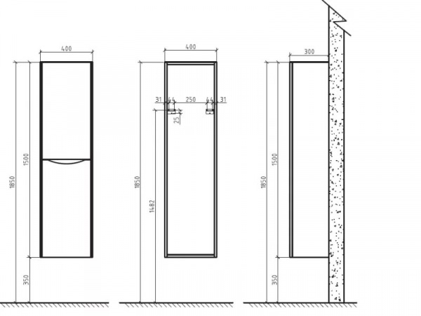Шкаф-пенал для ванной BelBagno Ancona 40 L ANCONA-N-1500-2A-SC-WO-L белый дуб фото