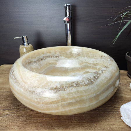 Накладная раковина из оникса Indo Donut Yellow Medium DO-000165 фото