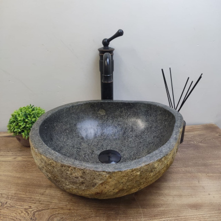 Накладная раковина из речного камня RS01151 (41*38*15) E13 фото
