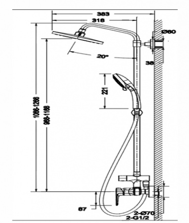 Душевая система (стойка) Bravat Source F9173218CP-A-ENG фото