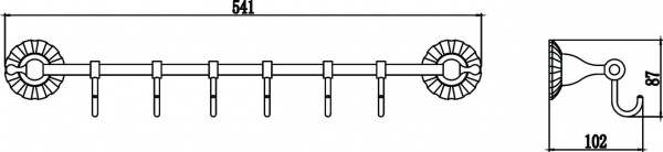 Планка с шестью крючками Savol 89C S-08976C фото