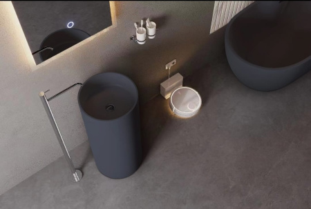 Напольная раковина SantiLine SL-4014MG 44,5x44,5 серая матовая фото