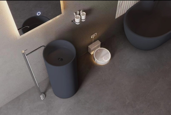 Напольная раковина SantiLine SL-4014MG 44,5x44,5 серая матовая фото