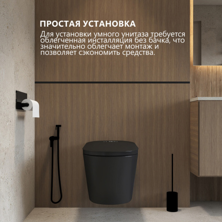 Электронный унитаз-биде импульсный Abber Bequem AC1121SMB черный матовый фото
