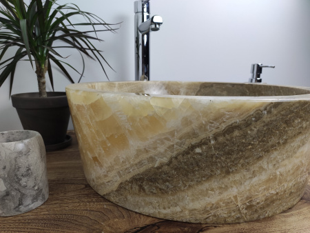 Накладная раковина из оникса Indo Drum Sunset Medium DO-00200 фото