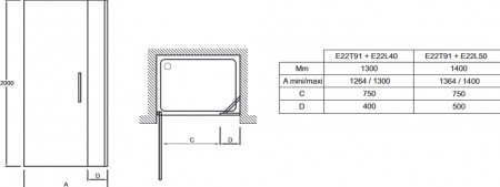 Душевая дверь Jacob Delafon Contra E22T91-GA 90 см фото