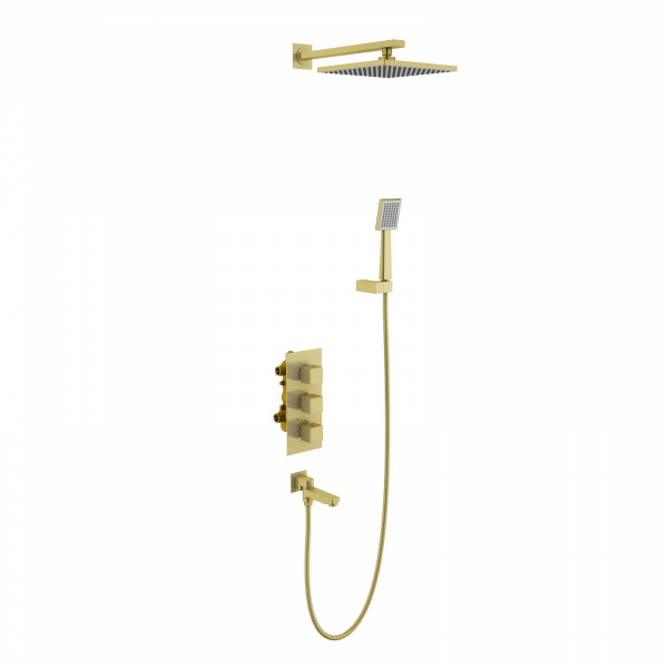 Душевая система скрытого монтажа Timo Tetra-Thermo SX-0199/17SM матовое золото фото
