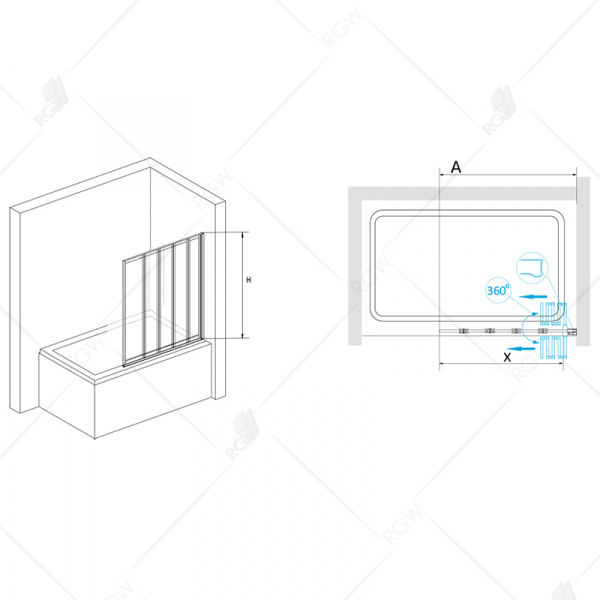 Шторка на ванну складная RGW Screens SC-22 03112212-11 120 см прозрачное стекло фото