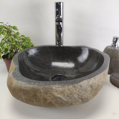 Накладная раковина из речного камня RS0956 (42*37*15) фото