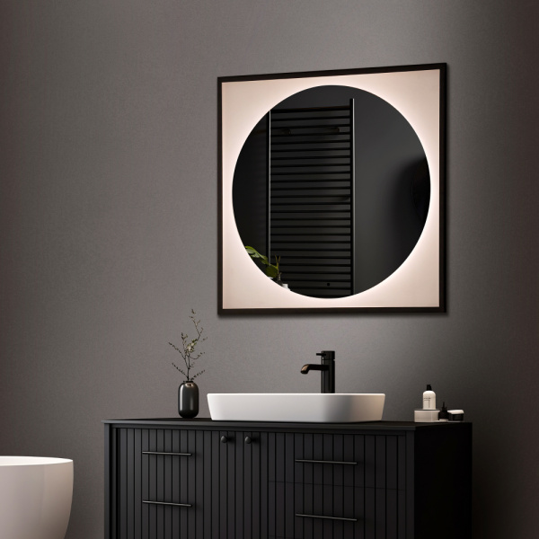 Зеркало с подсветкой, бесконтактный выключатель Abber See AG6117SCRB 80x80 фото