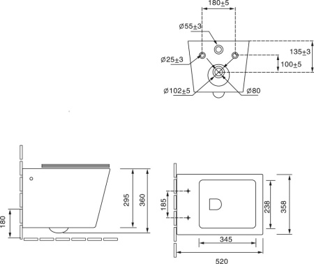 Подвесной унитаз со смывом торнадо и функцией биде SantiLine SL-5007T-MB/BD фото