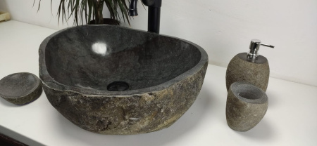 Накладная раковина из речного камня RS0847 (50*41*15) фото