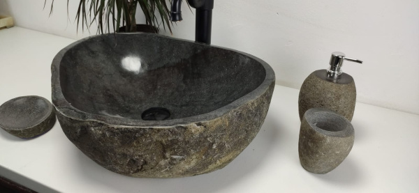 Накладная раковина из речного камня RS0847 (50*41*15) фото