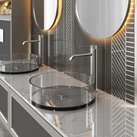 Высокий смеситель для раковины Timo Saona 2411/13F Никель фото