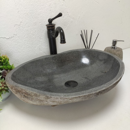 Накладная раковина из речного камня RS01475 (55*41*15) B11 фото