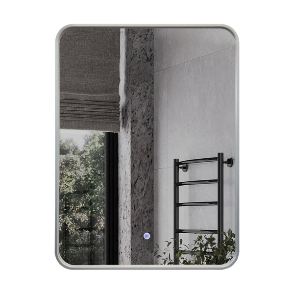 Зеркало с подсветкой LED IC-подсветка холодный свет, сенсорное Comforty Ситара-60 00-00020612 серебрянное матовое фото