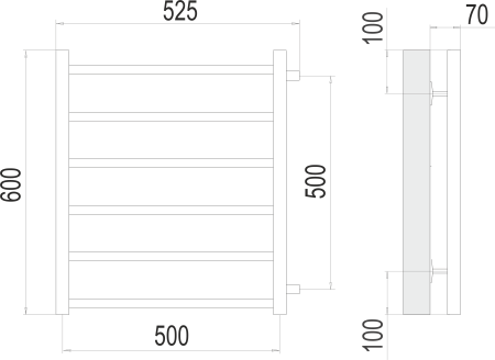 Водяной полотенцесушитель Вега П6 500х600 бп500 Terminus 4670078530004 фото