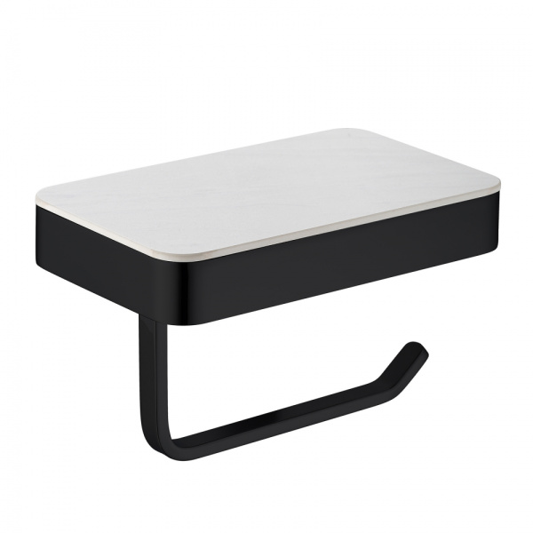 Держатель для туалетной бумаги с полочкой Abber Westen AA1730B черный матовый фото