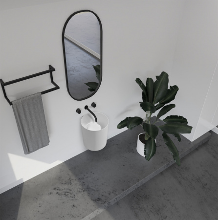 Раковина подвесная моноблок Abber Stein AS2624 42x42 белая матовая фото