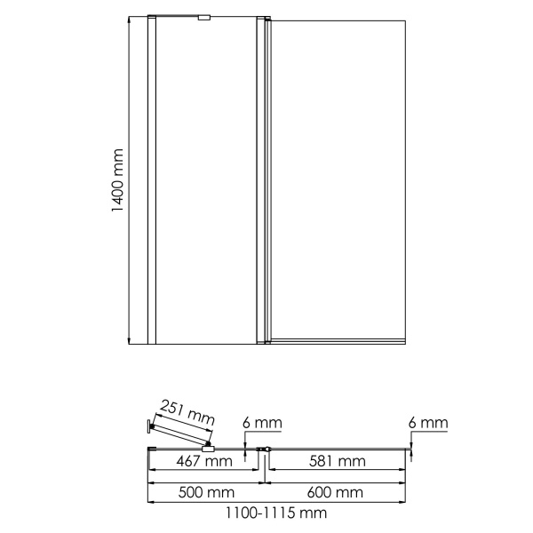 Стеклянная шторка на ванну WasserKRAFT Salm 27P02-110 Fixed серебро фото