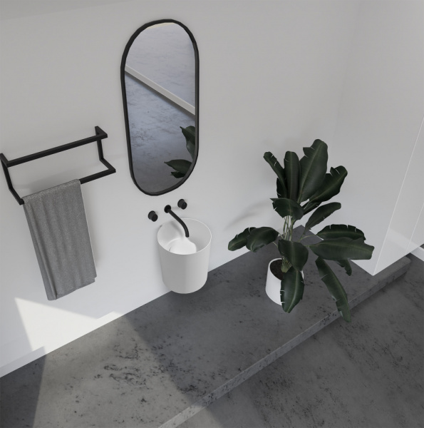 Раковина подвесная моноблок Abber Stein AS2624 42x42 белая матовая фото